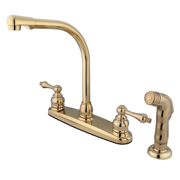 Victorian Centerset Kitchen Faucet, Polished Brass